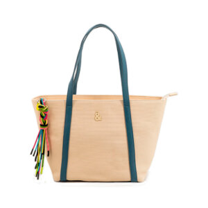 BOLSO DE HOMBRO BEIGE Y AZUL - FUN&BASICS