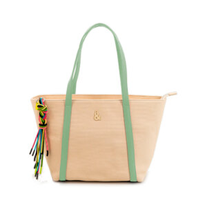 BOLSO DE HOMBRO BEIGE Y VERDE - FUN&BASICS