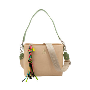 BEIGE AND GREEN SHOULDER BAG - FUN&amp;BASICS