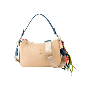 BOLSO DE HOMBRO BEIGE Y AZUL - FUN&BASICS