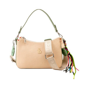 BEIGE AND GREEN SHOULDER BAG - FUN&amp;BASICS