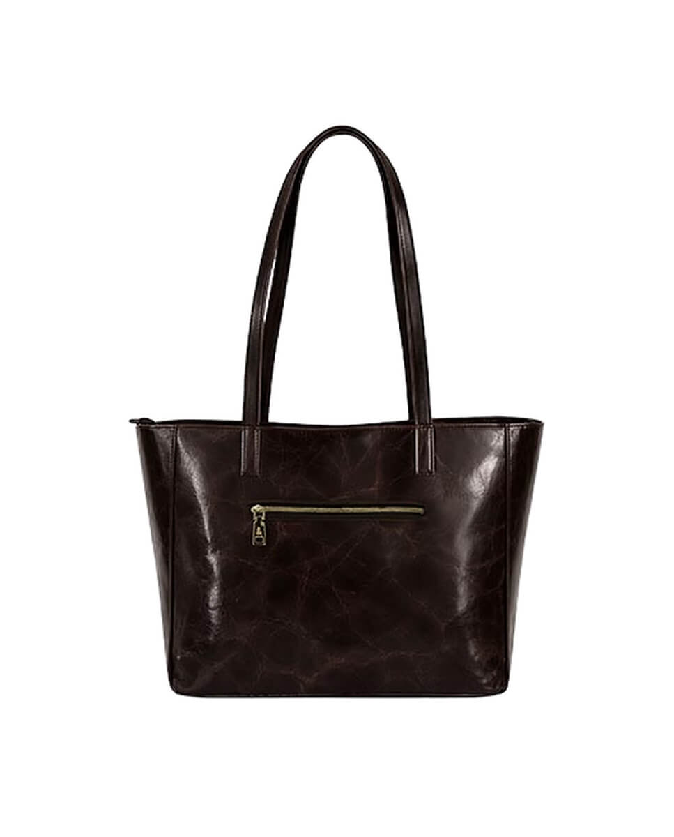 Bolso de hombro marrón con apliques dorados - Imagen 3