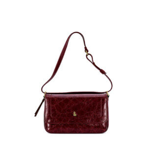 Bolso bandolera granate con apliques dorados