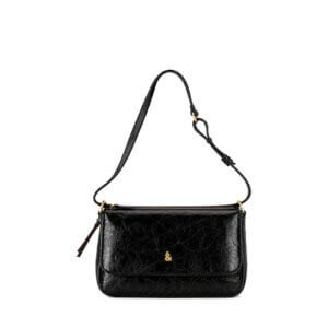 Bolso bandolera negro con apliques dorados