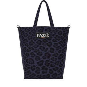 Bolso de hombro negro, reversible en animal print