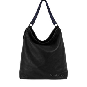 Bolso de hombro negro con detalles en animal print