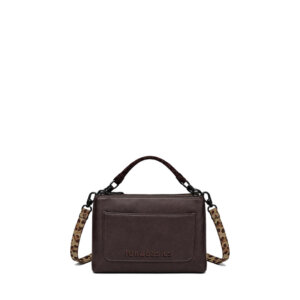 Bolso bandolera marrón con detalles en animal print