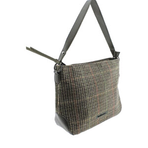 Bolso de hombro y bandolera en tejido tartán verde