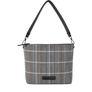 Bolso de hombro y bandolera en tejido tartán negro