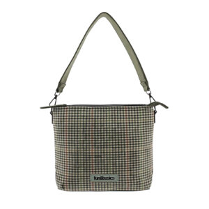 Bolso de hombro y bandolera en tejido tartán verde