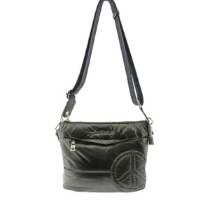 Bolso bandolera verde con diseño acolchado