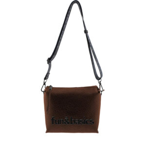 Bolso bandolera marron con logotipo