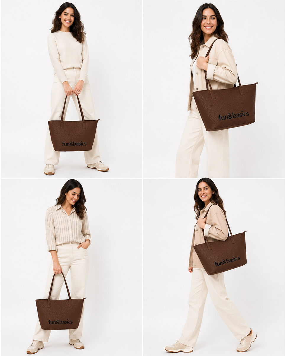 Bolso de hombro marron con logotipo - Imagen 3